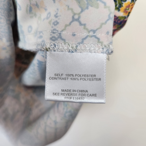 Modcloth Patchwork Tie Neck Sleeveless Blouse - Picture 6 of 8